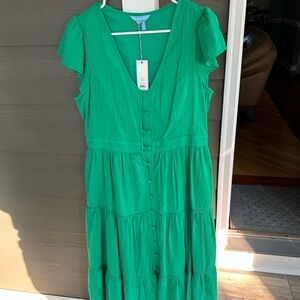 Draper James Green Ruffled Tiered Midi Sundress